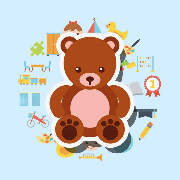Милий плюшевий ведмідь іграшки фон — стоковий вектор
