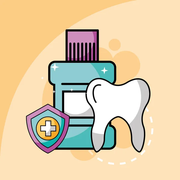 Мытье рта и защита щита зубов — стоковый вектор