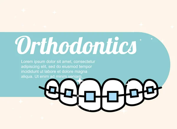 Orthodontics Dental Care Treatment Banner Vector Illustration — Stock Vector