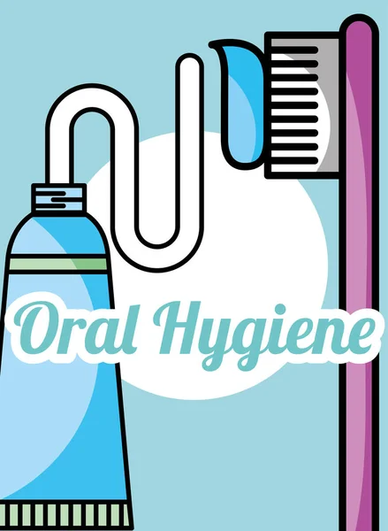 Dentifricio igiene orale e spazzola — Vettoriale Stock