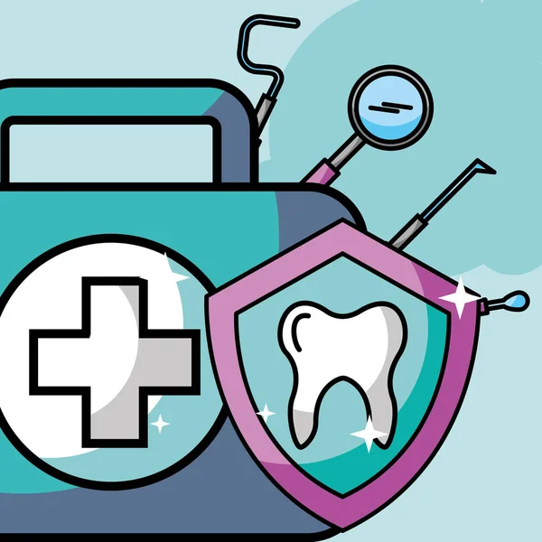 Ústní hygiena kit Nástroj pro ochranu zubní — Stockový vektor