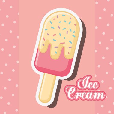 buz çığlık tutku kıvılcım vektör çizim ile çilekli dondurma