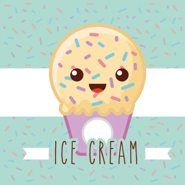 Ice scream kawaii — Stock vektor