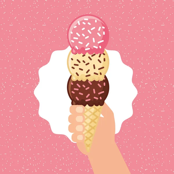 Ice scream kawaii — Stockvector