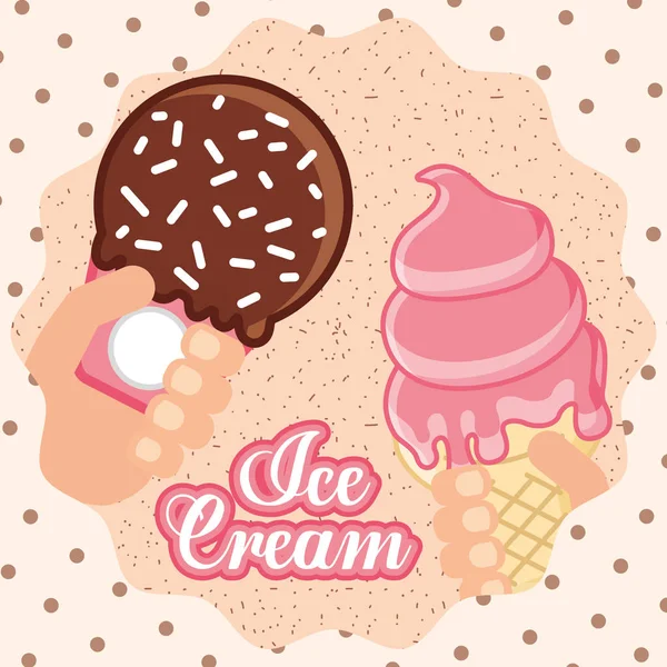 Ices scream kawaii — Stock Vector