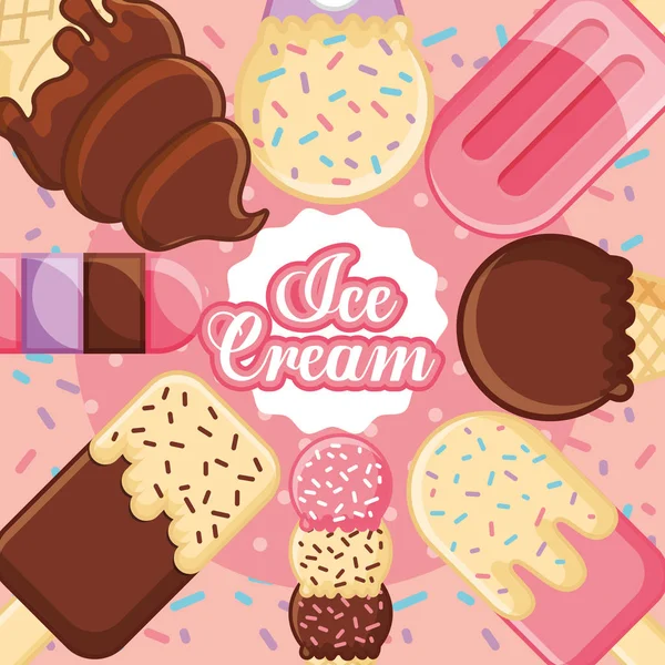 Ice scream kawaii — стоковый вектор