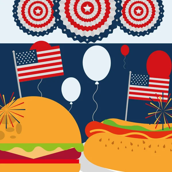 食品美国独立日 — 图库矢量图片