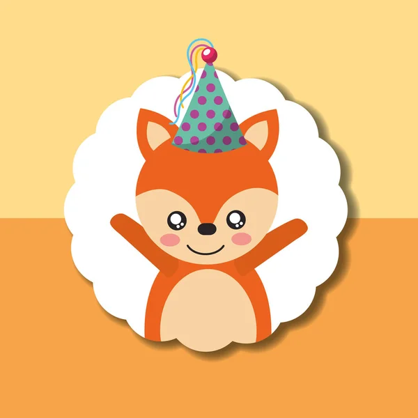 Χαριτωμένο ζώο χαρούμενα γενέθλια — Διανυσματικό Αρχείο