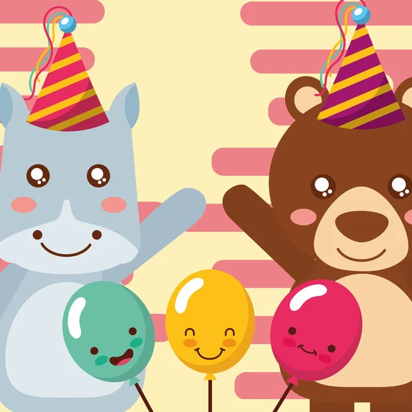 Lindo animal feliz cumpleaños — Archivo Imágenes Vectoriales