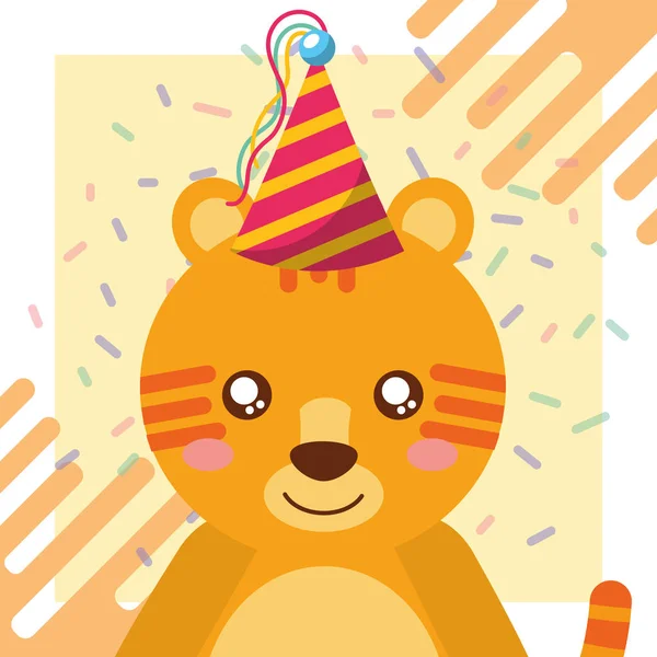 Lindo animal feliz cumpleaños — Vector de stock