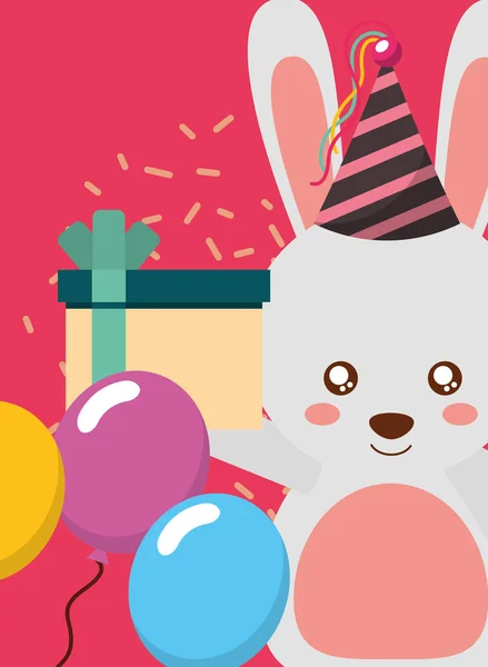 Lindo animal feliz cumpleaños — Vector de stock