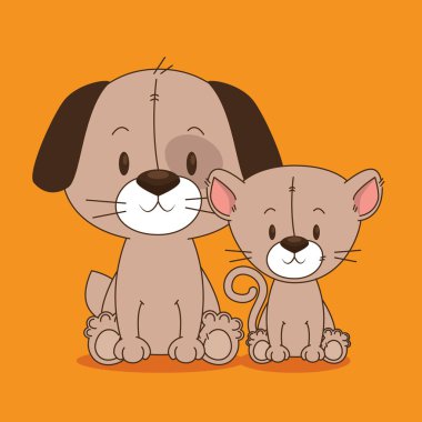 şirin ve küçük köpek ve kedi karakterler