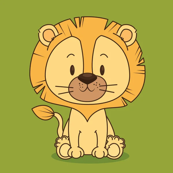 Mignon Petit Personnage Lion Vecteur Illustration Design — Image vectorielle