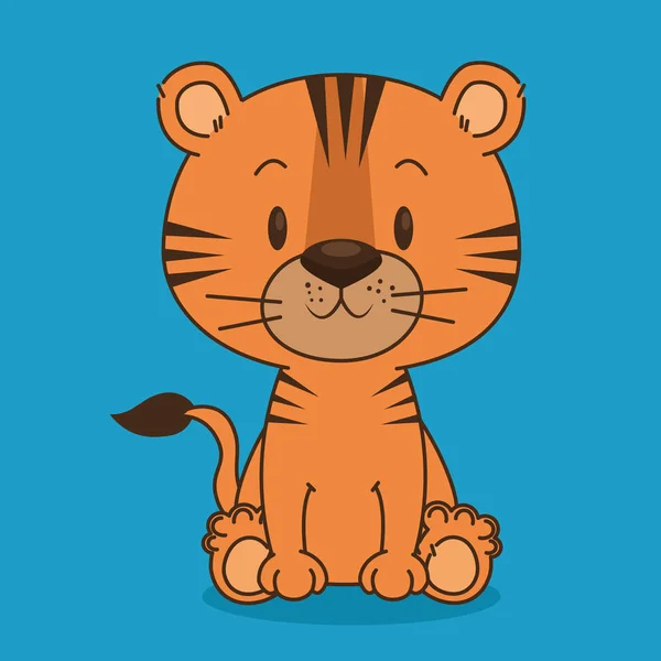 Lindo y pequeño personaje de tigre — Archivo Imágenes Vectoriales