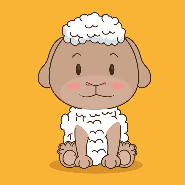 Şirin ve küçük koyun karakter — Stok Vektör