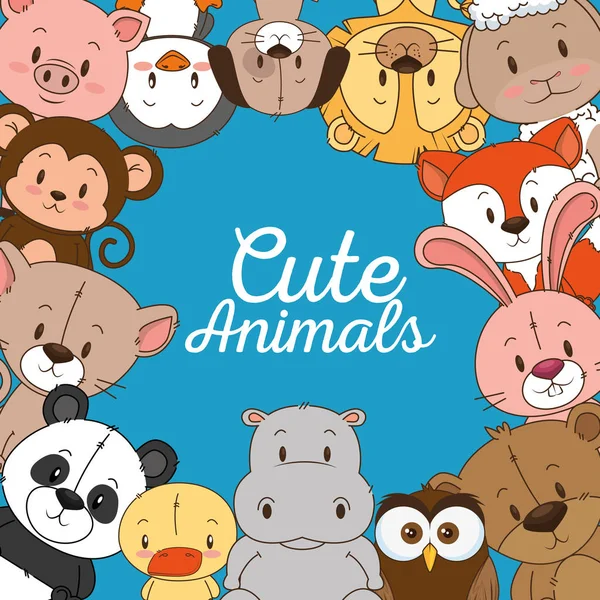 Pequeno e bonito grupo de animais —  Vetores de Stock