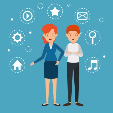 Sosyal medya pazarlama ile iş iki avatarları