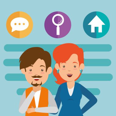 Sosyal medya pazarlama ile iş iki avatarları