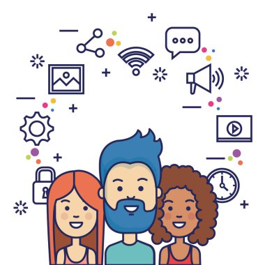 Sosyal Medya Simgeler pazarlama birlikte grup insan