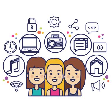 Sosyal Medya Simgeler pazarlama birlikte grup insan