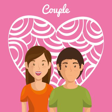 aşık çift avatarlar karakter ile kalp