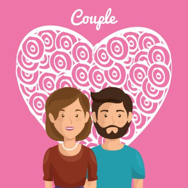 aşık çift avatarlar karakter ile kalp