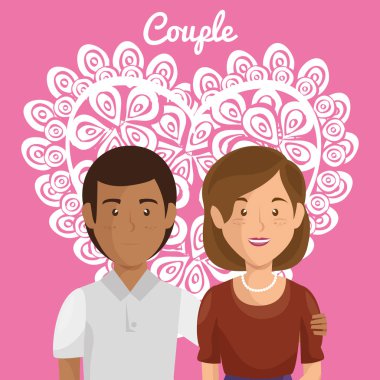 aşık çift avatarlar karakter ile kalp