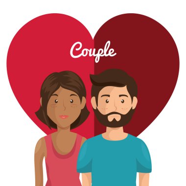 aşık çift avatarlar karakter ile kalp
