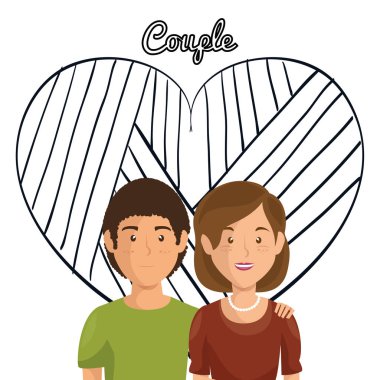 aşık çift avatarlar karakter ile kalp