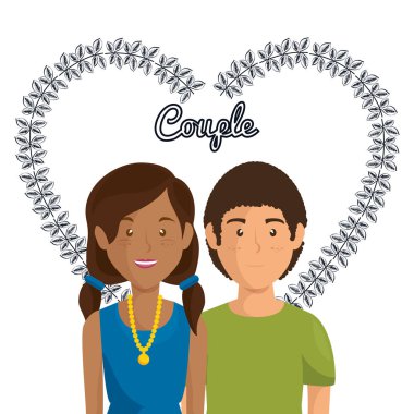aşık çift avatarlar karakter ile kalp