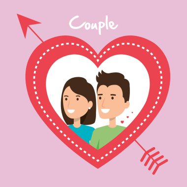 aşık çift kalp ve ok ile