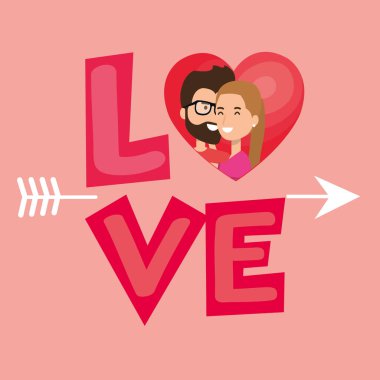 aşık çift kalp ve ok ile