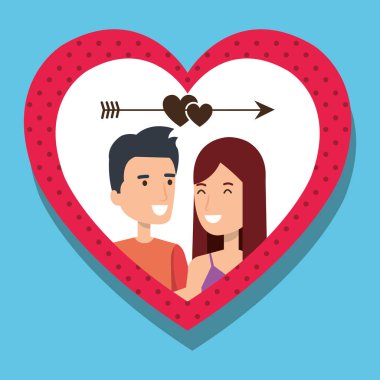 aşık çift kalp ve ok ile