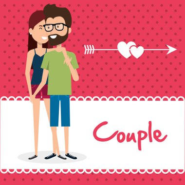 aşık çift kalp ve ok ile