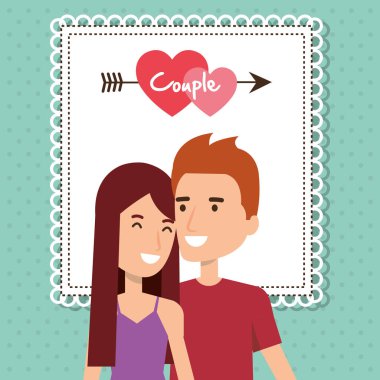 aşık çift kalp ve ok ile