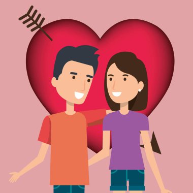 aşık çift kalp ve ok ile