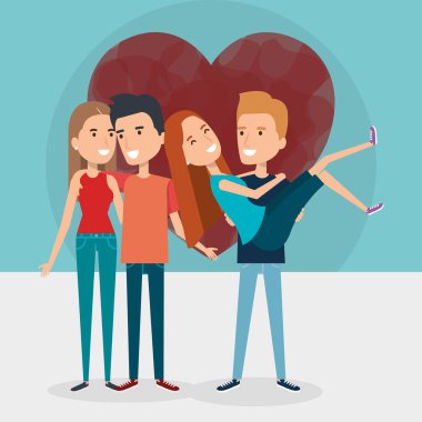 aşıkların grup kalp ile çiftler