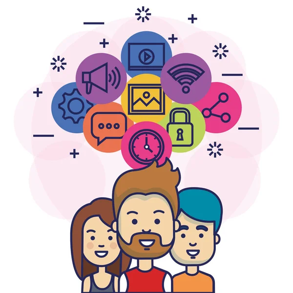 Sosyal Medya Simgeler pazarlama birlikte grup insan