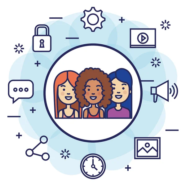 Sosyal Medya Simgeler pazarlama birlikte grup insan