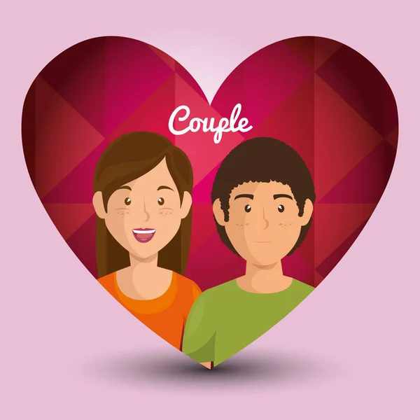 Aşık çift kalp avatarları karakter — Stok Vektör