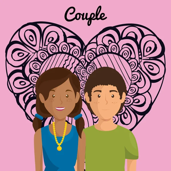 aşık çift avatarlar karakter ile kalp