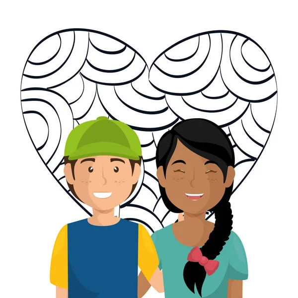 aşık çift avatarlar karakter ile kalp