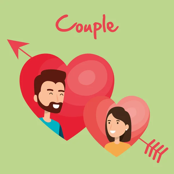 Amanti coppia con cuore e freccia — Vettoriale Stock