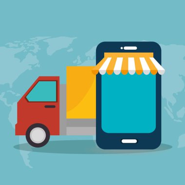 Elektronik ticaret simgeleri ile Smartphone