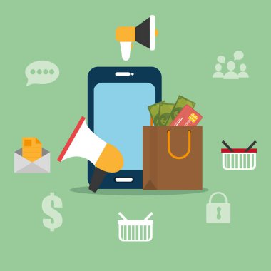 Elektronik ticaret simgeleri ile Smartphone