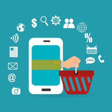 Elektronik ticaret simgeleri ile Smartphone