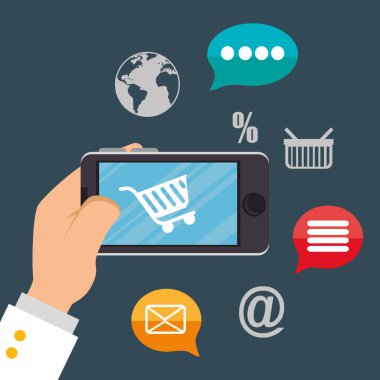 Elektronik ticaret simgeleri ile Smartphone