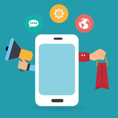 Elektronik ticaret simgeleri ile Smartphone