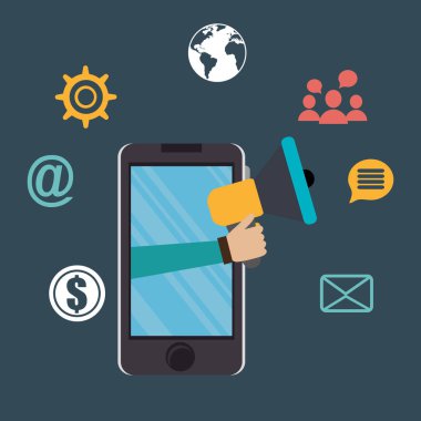 Elektronik ticaret simgeleri ile Smartphone