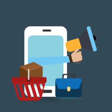 Elektronik ticaret simgeleri ile Smartphone